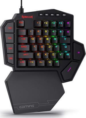 Redragon K585 DITI One-Handed RGB Mechanical Gaming Keyboard, Type-C Professional Gaming Keypad with 7 Onboard Macro Keys, Detachable Wrist Rest, 42 Keys,Blue Switches