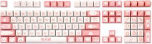 LTC LavaCaps PBT DoubleShot 108 Keycaps Set, Cat's Claw Sublimation OEM Profile for ANSI US Layout 61/87 TKL/104/108 Keys Mechanical Keyboard, with Keycap Puller - (Only Keycaps), Pink