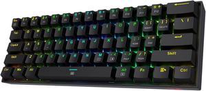 Redragon K630 Dragonborn 60% Wired RGB Gaming Keyboard, 61 Keys Compact Mechanical Keyboard,  Red Switch Black