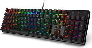 Redragon K556 RGB LED Backlit Wired Mechanical Gaming Keyboard, Aluminum Base, 104 Standard Keys Red Switch