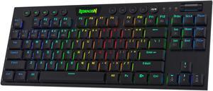 Redragon K621 Horus TKL Wireless RGB Mechanical Keyboard, 5.0 BT/2.4 Ghz/Wired Three Modes 80% Ultra-Thin Low Profile Bluetooth Keyboard w/Dedicated Media Control & Linear Red Switches, Black