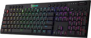 Redragon K618 Horus Wireless RGB Mechanical Keyboard Bluetooth24GhzWired TriMode UltraThin Low Profile Gaming Keyboard wNoLag Cordless Connection Dedicated Media Control  Linear Red Switch