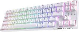 LTC NB681 Nimbleback Wired 65% Mechanical Keyboard, RGB Backlit Ultra-Compact 68 Keys Gaming Keyboard with Hot-Swappable Switch and Stand-Alone Arrow/Control Keys (Hot Swappable Red Switch White)