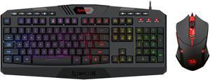 Redragon S101 Wired Gaming Keyboard and M601-3 Wired Gaming Mouse Combo, Membrane Gaming Keyboard w/ RGB Backlit, Multimedia Keys, Wrist Rest, RED Backlit Gaming Mouse Up to 3200 DPI