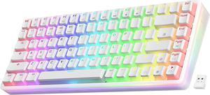 LTC Neon75 Wireless 75 Triple Mode BT5024GUSBC Hot Swappable Mechanical Keyboard 84 Keys Bluetooth RGB Compact Gaming Keyboard with Software Hot Swappable Red Switch White