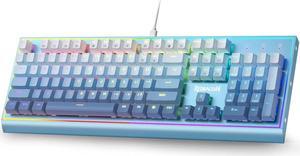 Redragon K654 RGB Gaming Keyboard, 104 Keys Wired Mechanical Keyboard w/Weighted Aluminum Frame, 3.5mm Sound Absorbing Foams, Upgraded Hot-swappable Socket, Mixed Color Keycaps, Bluemade