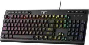 Redragon K513 RGB Membrane Gaming Keyboard, Standard 104 Keys Linear Mechanical-Feel Keyboard w/ 5 Extra On-Board Macro G Keys, Dedicated Media Control, Solid Metal Top Case, Black
