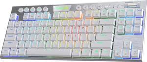 Redragon K621 Horus TKL Wireless RGB Mechanical Keyboard, 5.0 BT/2.4 Ghz/Wired Three Modes 80% Ultra-Thin Low Profile BT Keyboard w/Dedicated Media Control & Tactile Brown Switches, White