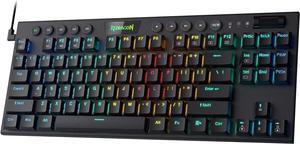 Redragon K622 Horus TKL RGB Mechanical Keyboard, Ultra-Thin Designed Wired Gaming Keyboard w/Low Profile Keycaps, Dedicated Media Control & Tactile Brown Switch, Pro Software Supported