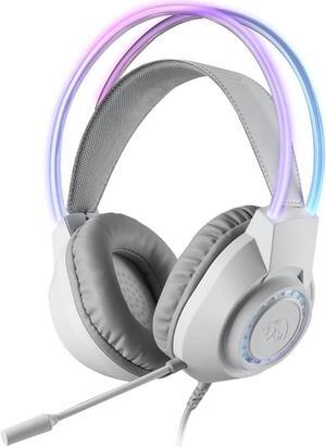 Redragon H231 Scream Wired Gaming Headset, Stereo Surround Sound, 40mm Drivers, Leather Foam Ear Pads, Noise-canceling Microphone, Dynamic RGB Lighting, Works with PC/PS4/PS5/NS/Xbox-one, White