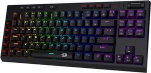 Redragon K596 Wired RGB Mechanical Gaming Keyboard, 87 Keys TKL Compact Keyboard w/10 Onboard Macro Keys & Wrist Rest, Red Switches