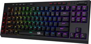 Redragon K596 Wired RGB Mechanical Gaming Keyboard, 87 Keys TKL Compact Keyboard w/10 Onboard Macro Keys & Wrist Rest, Brown Switches