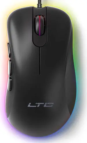 LTC GM-031 Wired Gaming Mouse, 7200 DPI Adjustable, 6 Programmable Macro Buttons, 4 RGB Backlit Mode, Ergonomic Shape, Software Support for Customization, Black