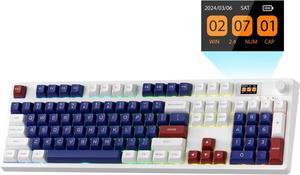 LTC Nimbleback NB1041 PRO Wireless Mechanical Keyboard w/Display Screen & Knob, 2.4Ghz/ BT/USB-C Wired RGB 104 Keys Creamy Keyboard, 3-Layer Foam, Hot Swappable PCB, Software Support, Red Switch
