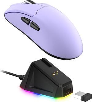 LTC GM022 Ultralight 3-Mode Wireless Gaming Mouse with RGB Charging Dock, PAW3395 26K DPI Sensor, 55G Lightweight Ergonomic Bluetooth Gaming Mouse, 5 Programmable Buttons, 80 Million Click Switch