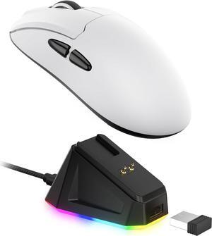 LTC GM022 Ultralight 3-Mode Wireless Gaming Mouse with RGB Charging Dock, PAW3395 26K DPI Sensor, 55G Lightweight Ergonomic Bluetooth Gaming Mouse, 5 Programmable Buttons, 80 Million Click Switch
