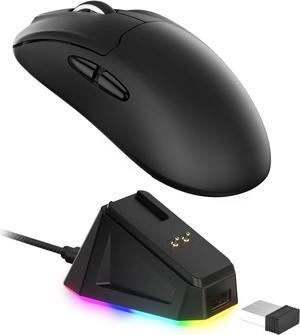 LTC GM022 Ultralight 3-Mode Wireless Gaming Mouse with RGB Charging Dock, PAW3395 26K DPI Sensor, 55G Lightweight Ergonomic Bluetooth Gaming Mouse, 5 Programmable Buttons, 80 Million Click Switch