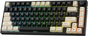 LTC Nimbleback NB831 Wireless 75% 3-Mode BT5.0/2.4Ghz/USB-C Wired Hot Swappable Mechanical Keyboard, 81-Keys RGB Compact Gaming Keyboard with Knob, Sound Absorbing Pads, PBT Keycaps, Pro Driver,Cookie