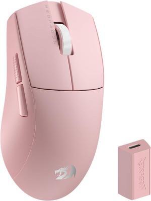 Redragon M916 PRO 3-Mode Wireless Gaming Mouse, Hype-Speed 4K Polling Rate, 49G Ultra-Light 26K DPI Gamer Mouse w/Ergonomic Natural Grip Build, Redefinable Macro Buttons, Software Supported,Pink