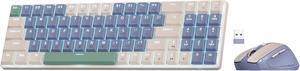 Redragon BS8772 Wireless Keyboard and Mouse Combo, 75% 78 Keys 2.4Ghz Wireless Low-Profile Mechanical Keyboard w/Rechargeable Battery, Single Blue Blacklight, 2400 DPI Ergonomic Mouse,Lollipop Blue