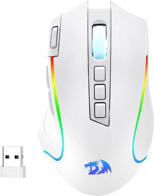 Redragon M612 PRO RGB Gaming Mouse, 8000 DPI Wired/Wireless Optical Gamer Mouse with 9 Programmable Buttons & 6 Backlit Modes, BT & 2.4G Wireless, Software Supports, White
