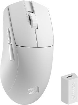 Redragon M916 PRO 3-Mode Wireless Gaming Mouse, Hype-Speed 4K Polling Rate, 49G Ultra-Light 26K DPI Gamer Mouse w/Ergonomic Natural Grip Build, Redefinable Macro Buttons, Software Supported,White