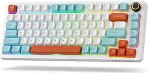 LTC Nimbleback NB832 Wireless 75% Gasket Mechanical Keyboard, Tri-Mode BT5.0/2.4G/USB-C Wired, Hot Swappable 82-Keys RGB Gaming Keyboard w/Software & 5 Layer Padding, Custom Linear Switch