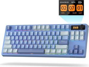 LTC Nimbleback NB841 PRO 75% Wireless Mechanical Keyboard w/Display Screen & Knob, 2.4G/ BT/USB-C Wired RGB 84 Keys Gaming Keyboard, 3-Layer Dampener, Hot Swap PCB, Software Support, Linear Switch