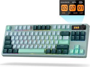 LTC Nimbleback NB841 PRO 75% Wireless Mechanical Keyboard w/Display Screen & Knob, 2.4G/ BT/USB-C Wired RGB 84 Keys Gaming Keyboard, 3-Layer Dampener, Hot Swap PCB, Linear Switch, Green