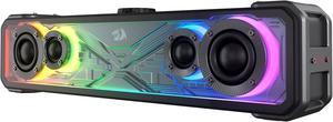 Redragon GS817 RGB Desktop Soundbar, 2.0 Channel Stereo Speakers for Desktop w/Massive 30W Max Power, Touch-Control, Bluetooth 5.3 & 3.5mm AUX Inputs, Black