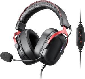 Redragon H312 Wired Gaming Headset, 7.1 Surround Sound, 50 mm Drivers, PU Leather Foam Ear Pads, Detachable Noise-canceling Microphone, Over-Ear Headphones Works for Mobile, PC/PS3/PS4/PS5