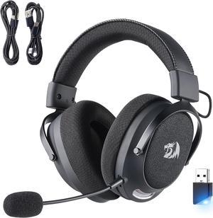 Redragon H858 3-Mode Wireless Gaming Headset, 7.1 Surround Sound, 53 mm Drivers, Memory Foam Ear Pads, Detachable Noise-canceling Microphone, Over-Ear Headphones Works for Mobile, PC/PS5/NS