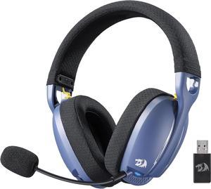 Redragon H878 3-Mode Wireless Blue Lighting Gaming Headset - Lightweight - 7.1 Surround Sound - 40MM Drivers - Detachable Microphone - Multi Platforms for PC, PS5/4/3, Switch, Mobile, Black&Blue