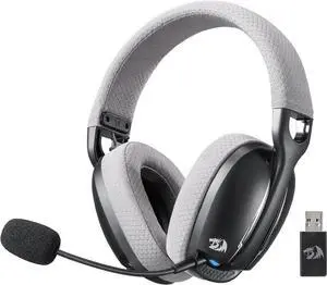 Redragon H878 3-Mode Wireless Blue Lighting Gaming Headset - Lightweight - 7.1 Surround Sound - 40MM Drivers - Detachable Microphone - Multi Platforms for PC, PS5/4/3, Switch, Mobile, Black&Gray