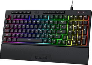 Redragon K515 Shiva Wired RGB Membrane Gaming Keyboard, 98 Keys Mechanical-Feel Keyboard w/Smooth Linear Switch, On-Board Macro & Dedicated Multimedia Keys, Detachable Wrist Rest, Software Supported