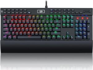 Redragon K550 RGB Gaming Keyboard, 104 Keys + 12 Macro G Keys Wired Mechanical Keyboard w/Aluminum Top Plate, Custom Clicky Purple Switch, Extra USB Port & Wrist Rest