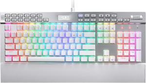 Redragon K550 RGB Gaming Keyboard, 104 Keys + 12 Macro G Keys Wired Mechanical Keyboard w/Aluminum Top Plate, Custom Clicky Purple Switch, Extra USB Port & Wrist Rest