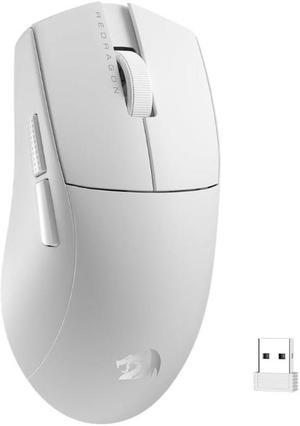 Redragon M918 PRO 3-Mode Wireless Gaming Mouse, 55G Lightweight 26K DPI Mouse w/Ergonomic Natural Grip Build, Full Programmable Buttons, Software Supports DIY Keybinds & DPI,White