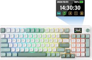 Redragon K719 Wireless Gasket Gaming Keyboard w/Hype Screen & Knob, 95 Keys Mechanical Keyboard, Easy-Control 1.14 TFT Info Display, 5-Layer Noise Dampening, Custom Linear Switch, Jade Cloud Color