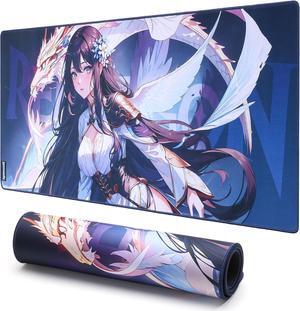 Redragon P046L Anime Gaming Mouse Pad - Smooth Lycra Surface, Anti-Slip Rubber Base, Spill-Resistant, Durable 5mm Thick Design, 35 x 16 inches, Dark Blue