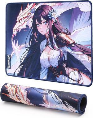 Redragon P046S Anime Gaming Mouse Pad - Smooth Lycra Surface, Anti-Slip Rubber Base, Spill-Resistant, Durable 5mm Thick Design, 13 x 10 inches, Dark Blue