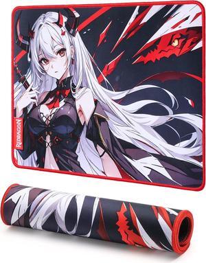 Redragon EISA P047S Anime Gaming Mouse Pad - Smooth Lycra Surface, Anti-Slip Rubber Base, Spill-Resistant, Durable 5mm Thick Design, 13 x 10 inches, Black