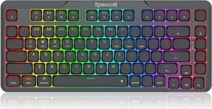 Redragon K706 PRO 75% Wireless Gasket RGB Gaming Keyboard, 3-Modes 82 Keys Compact Mechanical Keyboard w/Ultra Slim Board, Low-Profile Linear Red Switch and Dual Win/MAC System