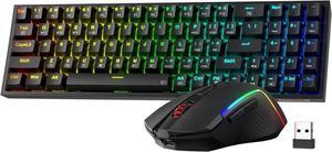 Redragon S136 Gaming Keyboard & Mouse Combo, 75% K628 Tri-Mode Wireless RGB Mechanical Keyboard and 7200 DPI Wireless Gaming Mouse Bundle, Convenient Shared Dongle