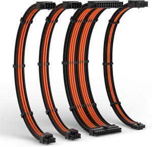 LTC 12VHPWR PSU Cable Extension Kit, 16AWG PCI-E 5.0 Power Supply PC Cable Extension, 1x24 Pin ATX / 2X 8Pin(4+4) EPS / 1x 12+4 Pin GPU, Soft Braided Sleeve Cable Combs, 300mm