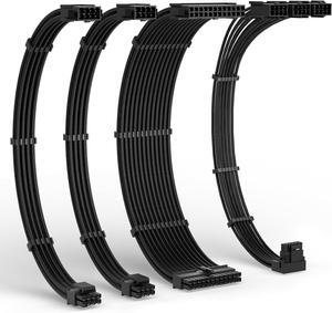 LTC 12VHPWR PSU Cable Extension Kit, 16AWG PCI-E 5.0 Power Supply PC Cable Extension, 1x 24 Pin ATX /2X 8Pin (4+4) EPS Cable / 3X (6+2P) to 12+4 Pin GPU, Soft Braided Sleeve Cable Combs, 300mm