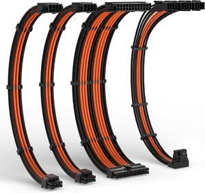 LTC 12VHPWR PSU Cable Extension Kit, 16AWG PCI-E 5.0 Power Supply PC Cable Extension, 1x 24 Pin ATX /2X 8Pin (4+4) EPS Cable / 3X (6+2P) to 12+4 Pin GPU, Soft Braided Sleeve Cable Combs, 300mm
