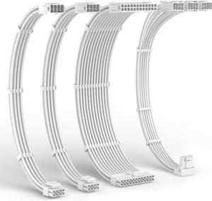 LTC 12VHPWR PSU Cable Extension Kit, 16AWG PCI-E 5.0 Power Supply PC Cable Extension, 1x 24 Pin ATX /2X 8Pin (4+4) EPS Cable / 3X (6+2P) to 12+4 Pin GPU, Soft Braided Sleeve Cable Combs, 300mm