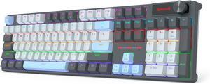 Redragon K718 Wired 104 Keys Gaming Keyboard, Rainbow Backlit Wired Mechanical Keyboard w/Dedicated Knob Control, Sound Absorbing Foams, Upgraded Hot-swappable Socket, Mixed Color Keycaps, Red Switch