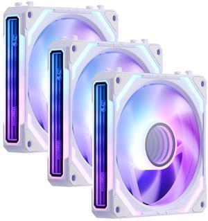 Redragon GCF012 Reverse 120mm PC Case Fan, Daisy-Chain Connection, 5V 3Pin ARGB Lighting, 4 Pin PWM Case Fan, for Radiator/Computer Case Cooling, 120x120x25mm, 3 Pack, White